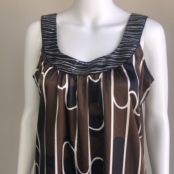 MAX SPORT Sleeveless Brown & White Retro Print Dress - M - Picture 4 of 7